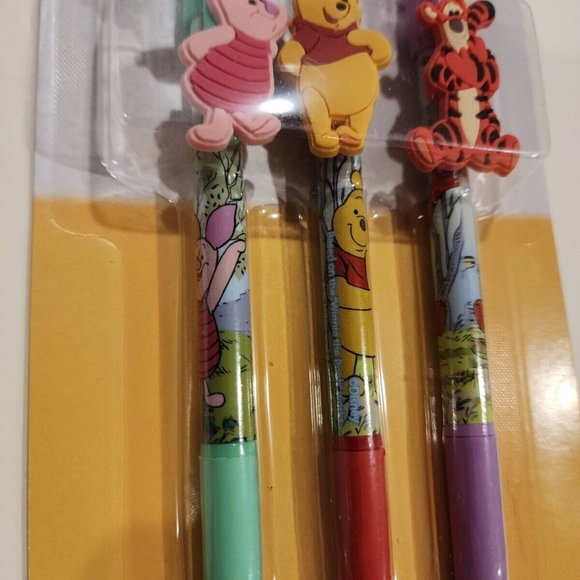 Disney Winnie The Pooh Pen Set of 3 Pooh Tigger Piglet NEW - Picture 5 of 9